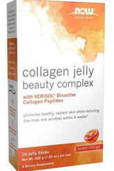 NOW Foods Collagen Jelly Beauty Complex with Verisol, promotes radiant skin and reduces wrinkles, sweet orange flavor.